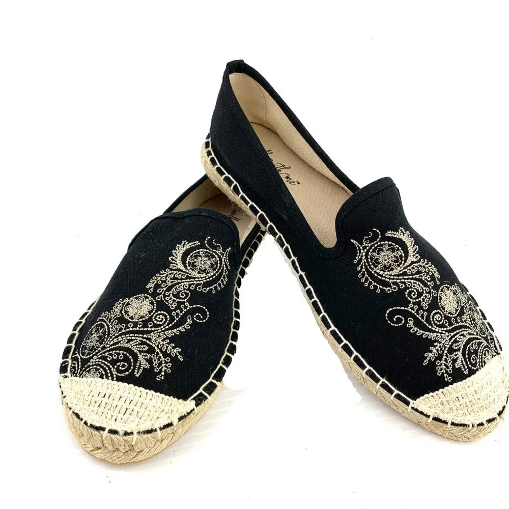 COLDWATER CREEK Walk with Me Black‎ Escape Espadrilles **NWOB